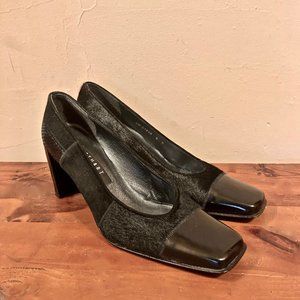 Vintage Stuart Weitzman Pumps. Black Multi Textured Leather With Calf Hair.